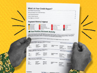 Credit report showing payment history