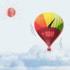 Hot air balloon with credit score logo