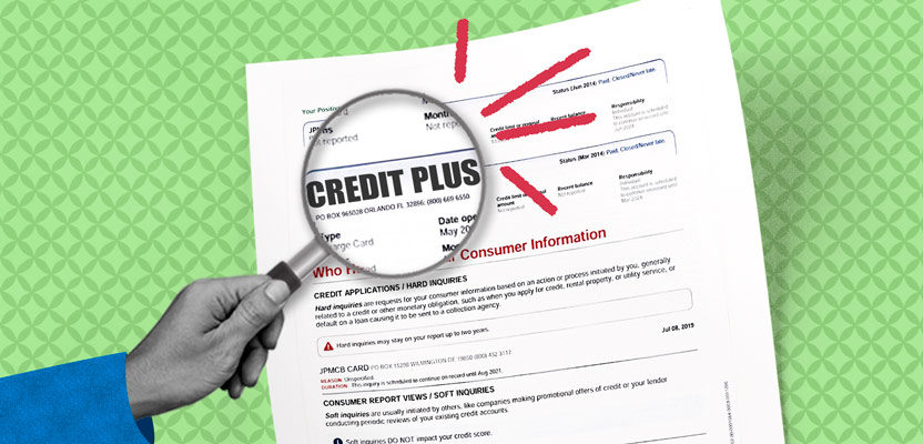 Credit report showing Credit Plus inquiry