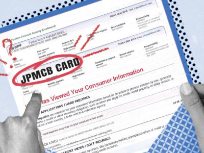 Credit report showing JPMCB Card hard inquiry