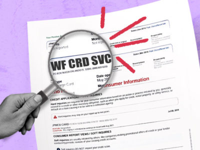 Credit report showing WF CRD SVC inquiry