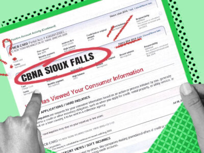 Credit report showing CBNA Sioux Falls inquiry