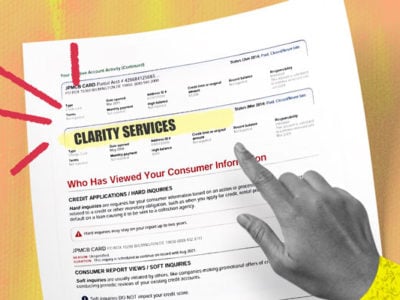 Credit report showing Clarity Services