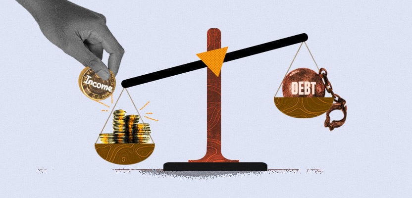 Scale representing debt-to-income ratio