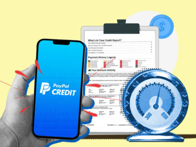 Credit report and phone showing PayPal Credit account