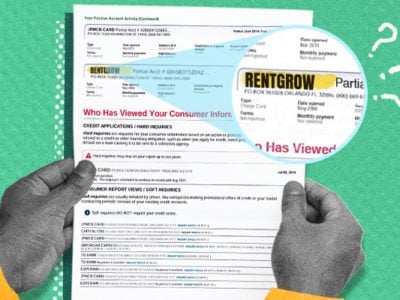 Credit report showing RentGrow inquiry