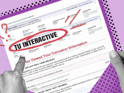 Credit report showing TU Interactive inquiry