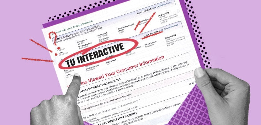 Credit report showing TU Interactive inquiry