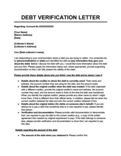 Debt Verification Letter Template