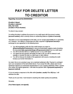 example of a pay for delete letter to creditor