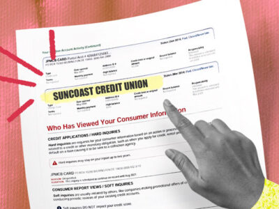 Credit report showing Suncoast Credit Union inquiry