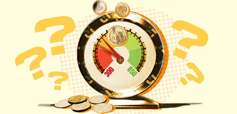 Credit score gauge representing what affects your credit score