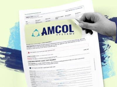 Credit report showing AMCOL Systems collection account