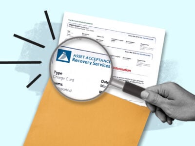 Credit report showing Asset Acceptance LLC collection account