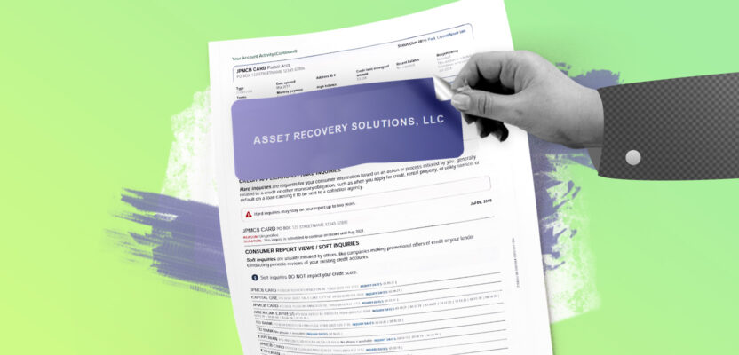 Credit report showing Asset Recovery Solutions collection account