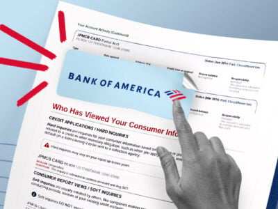 Credit report showing Bank of America Collections mark