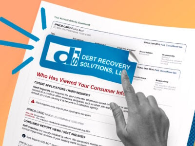 Credit report showing Debt Recovery Solutions collection account