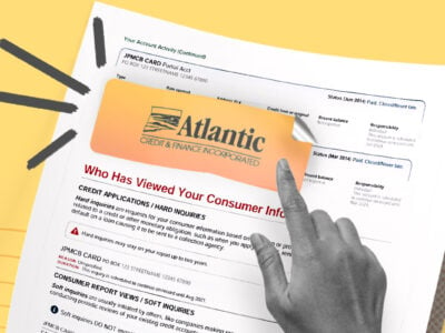 Credit report showing Atlantic Credit collection account