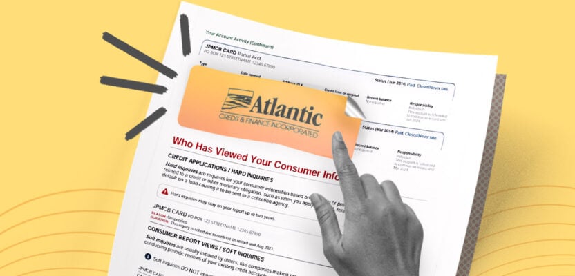 Credit report showing Atlantic Credit collection account