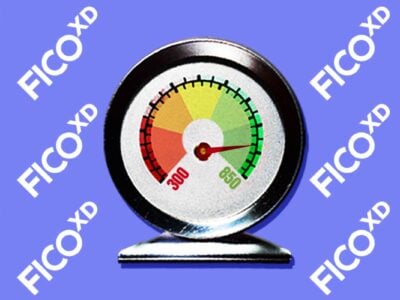 FICO XD credit score gauge