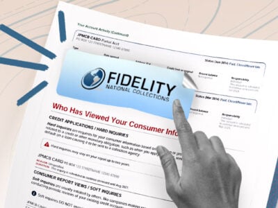 Credit report showing fidelity collections collection account