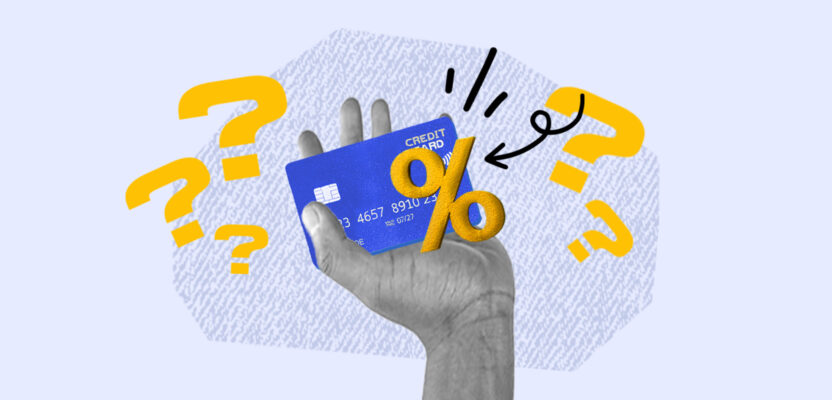 Credit card and percent sign representing what credit card APR is