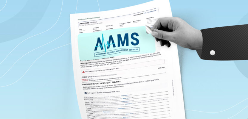 credit report showing aams collections collection account