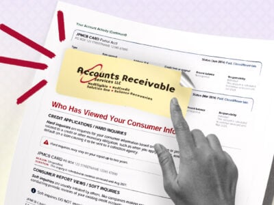 Credit report showing Accounts Receivable Services LLC collection account