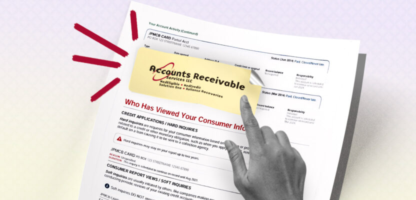 Credit report showing Accounts Receivable Services LLC collection account