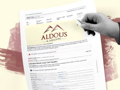 Credit report showing Aldous & Associates collection account