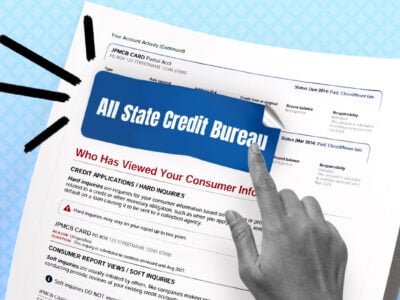 credit report showing all state credit bureau collection account