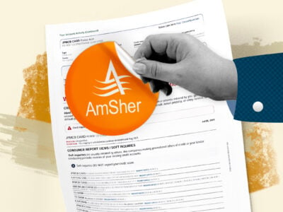 Credit report showing amsher collection services collection account