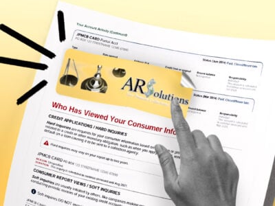 Credit report showing AR Solutions INC. collection account