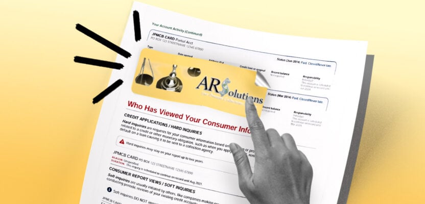 Credit report showing AR Solutions INC. collection account