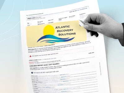 Credit report showing Atlantic Recovery Solutions collection account