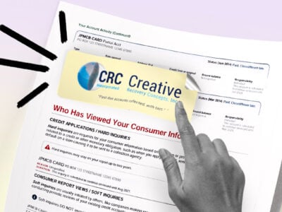 Credit report showing Creative Recovery Concepts collection account