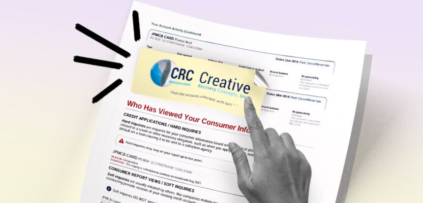 Credit report showing Creative Recovery Concepts collection account