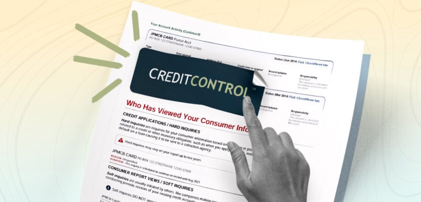 Credit report showing credit control llc collection account