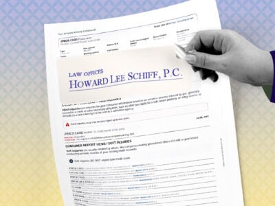 Credit report showing Howard Lee Schiff collection account