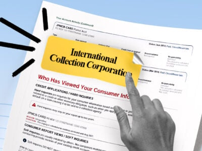 Credit report showing International Collection Corporation collection account