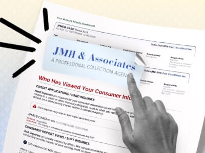 Credit report showing JMH & Associates collection account