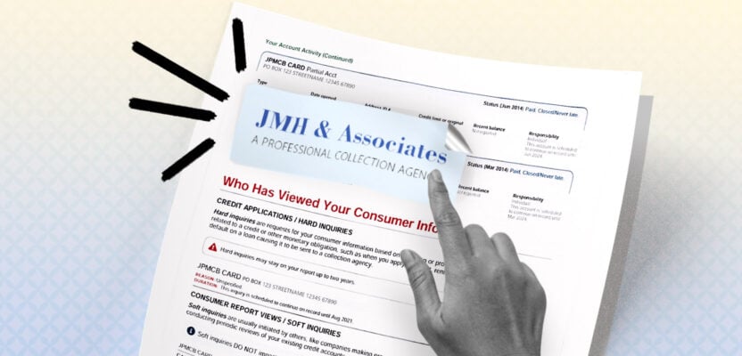 Credit report showing JMH & Associates collection account