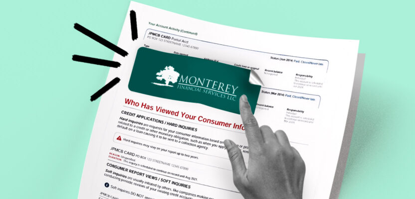 credit report showing monterey financial collection account