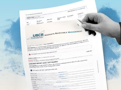 Credit report showing USCB Corporation collection account