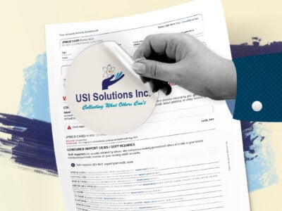 Credit report showing USI Solutions collection account