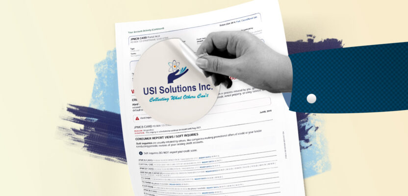 Credit report showing USI Solutions collection account