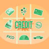 Icons depicting various types of credit on a grid representing what credit is