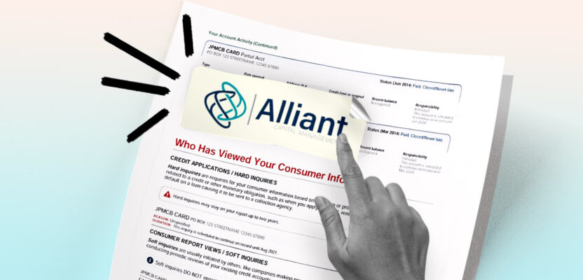 Credit report showing Alliant Capital Management collection account