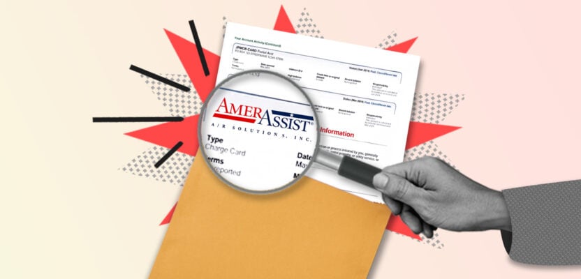 Credit report showing AmerAssist collection account