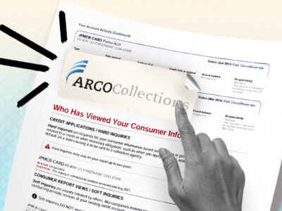 Credit report showing ARCO Collections collection account